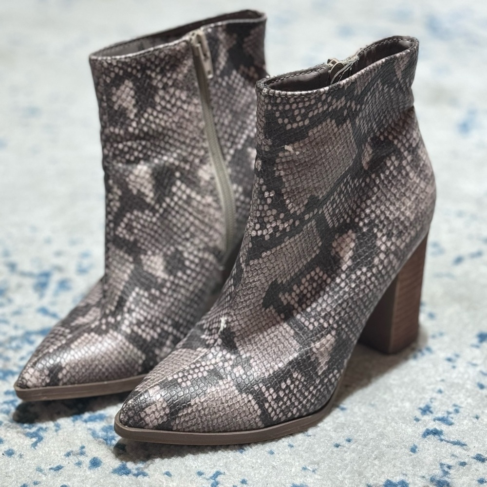 Carlos Snake Print Booties - image 1